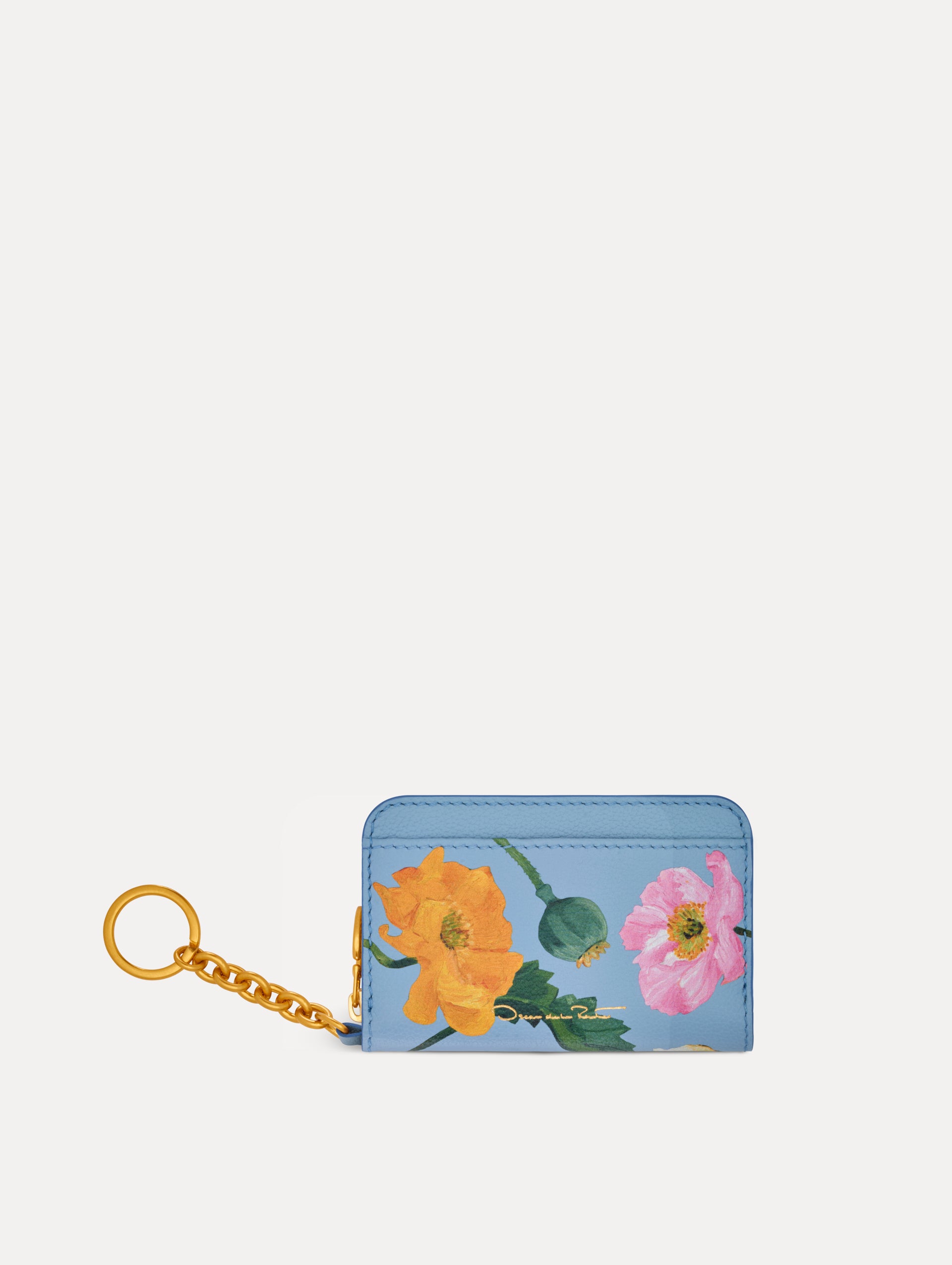 Poppy-Printed Zip Card Case