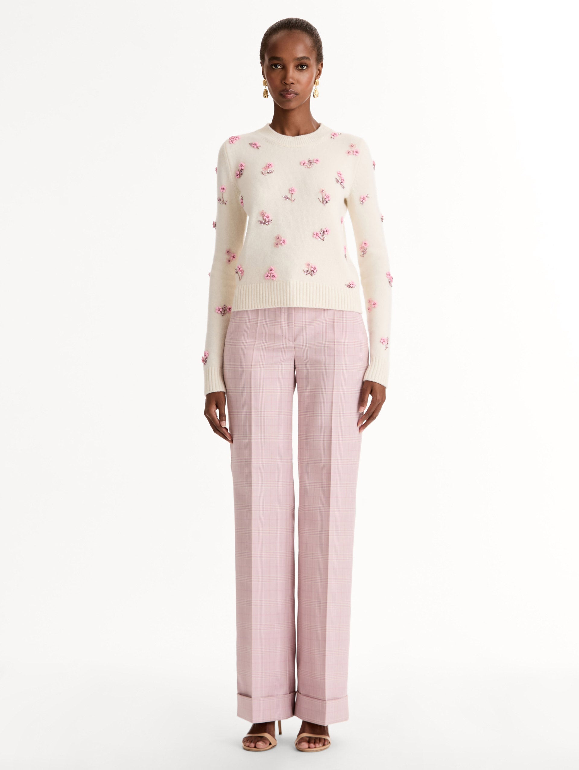 Porcelain Flower Sequin Embroidered Pullover