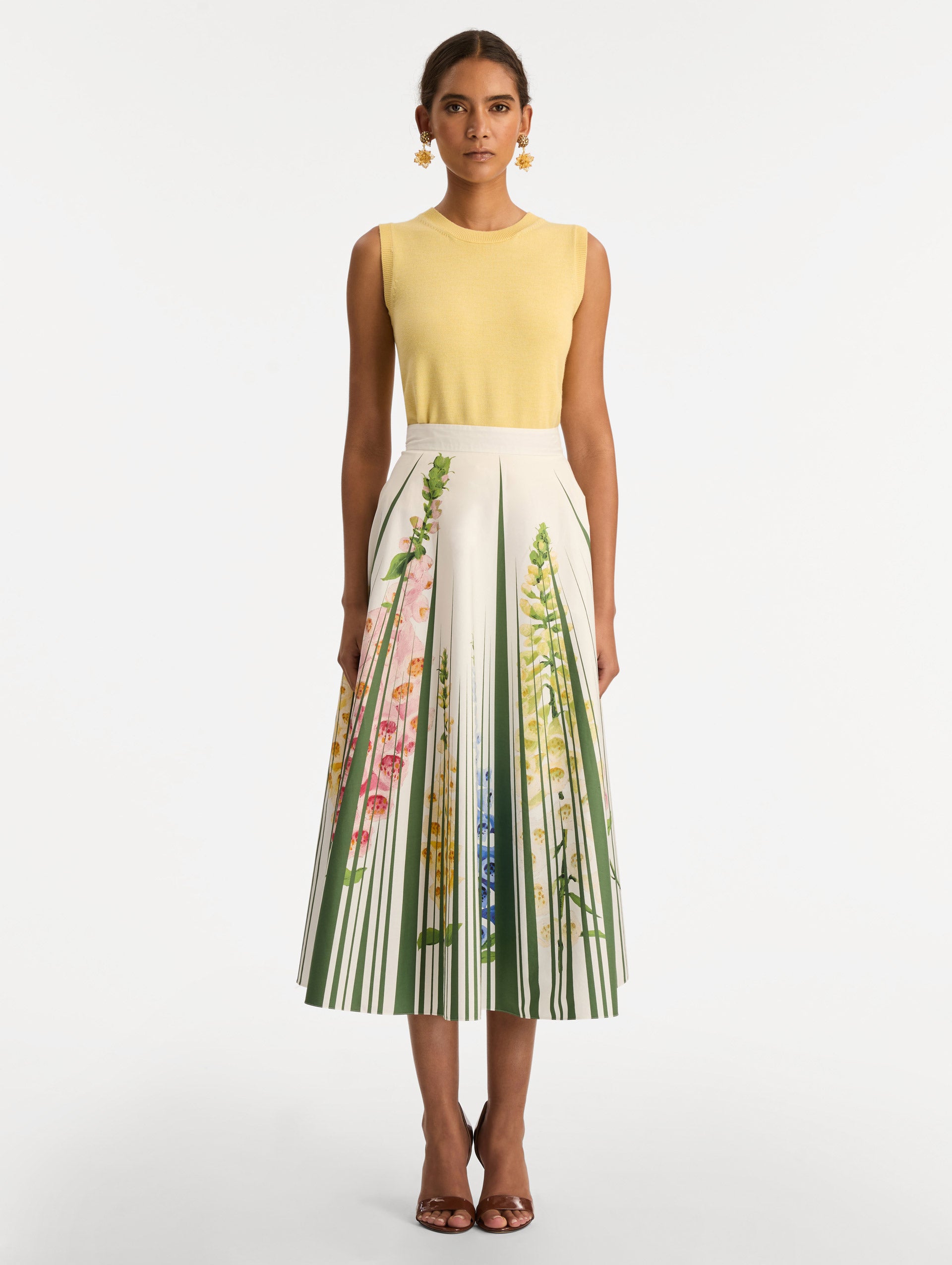 Foxglove Trompe L’oeil Cotton Poplin Skirt