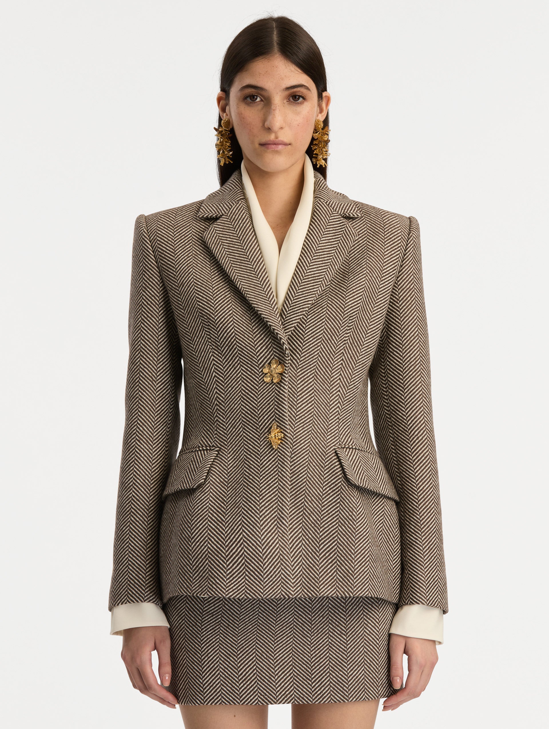 Chevron Cashmere-Blend Jacket