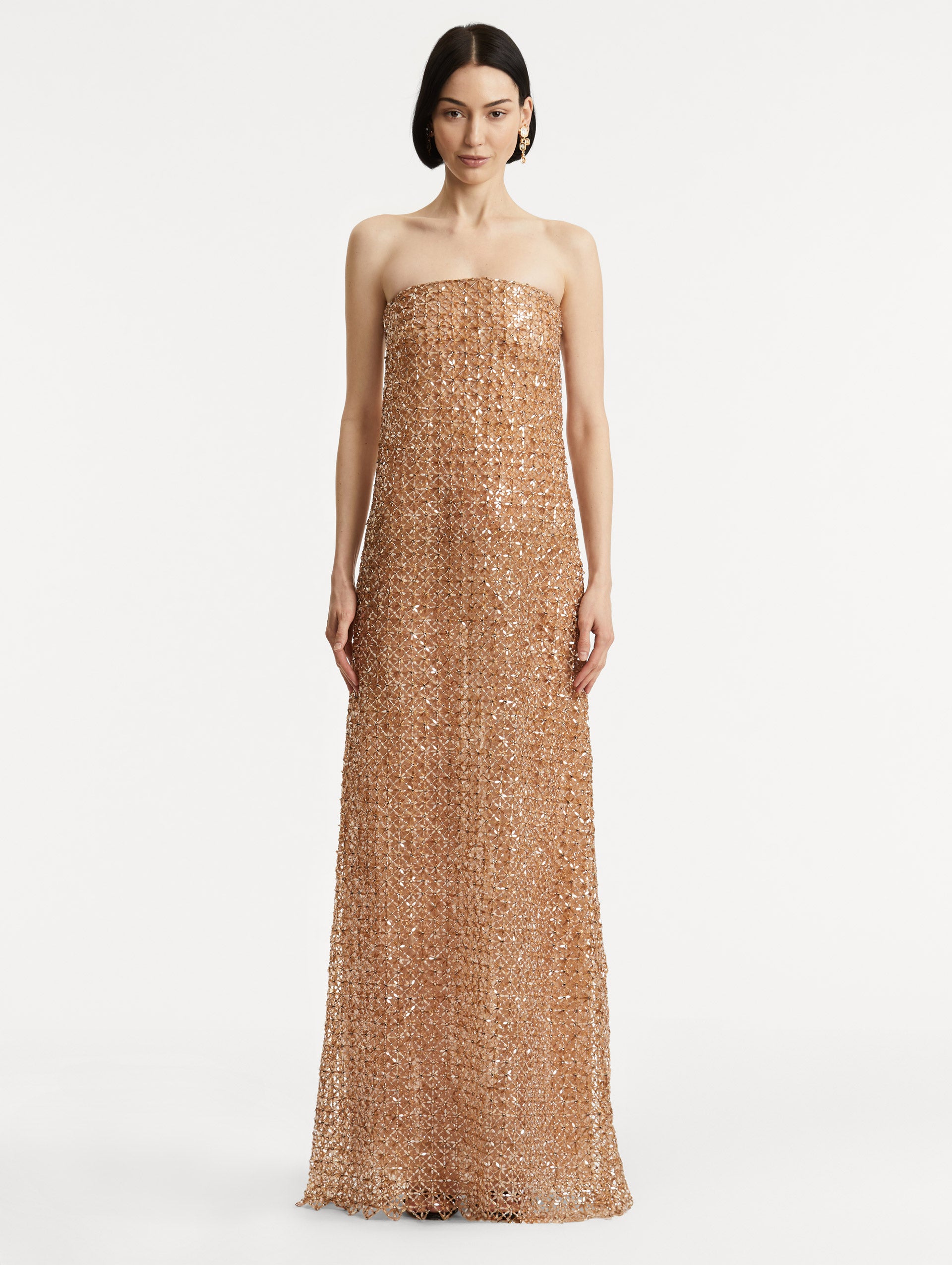 Floral Grid Embroidered Gown