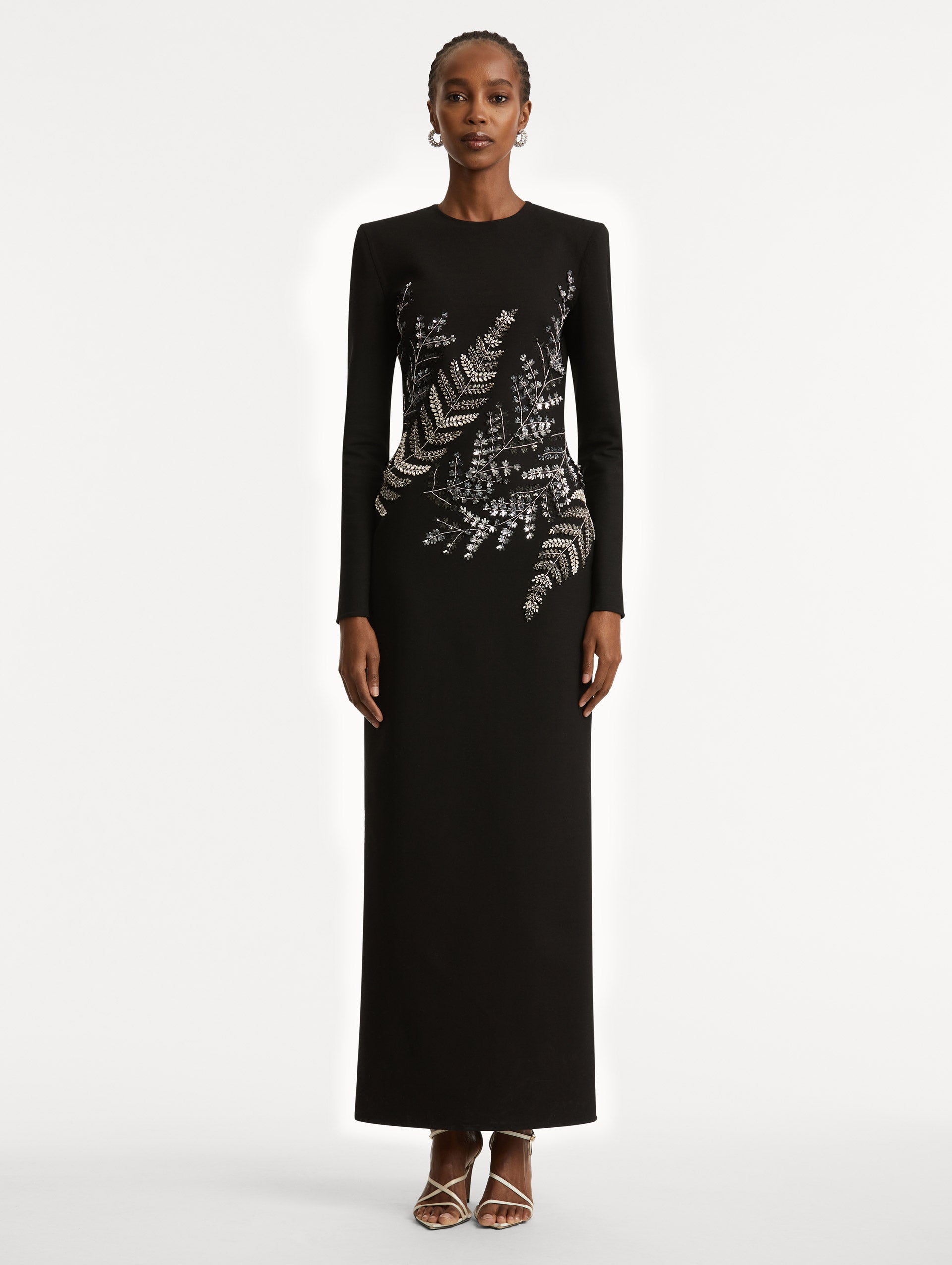 Fern Embroidered Long Sleeve Gown