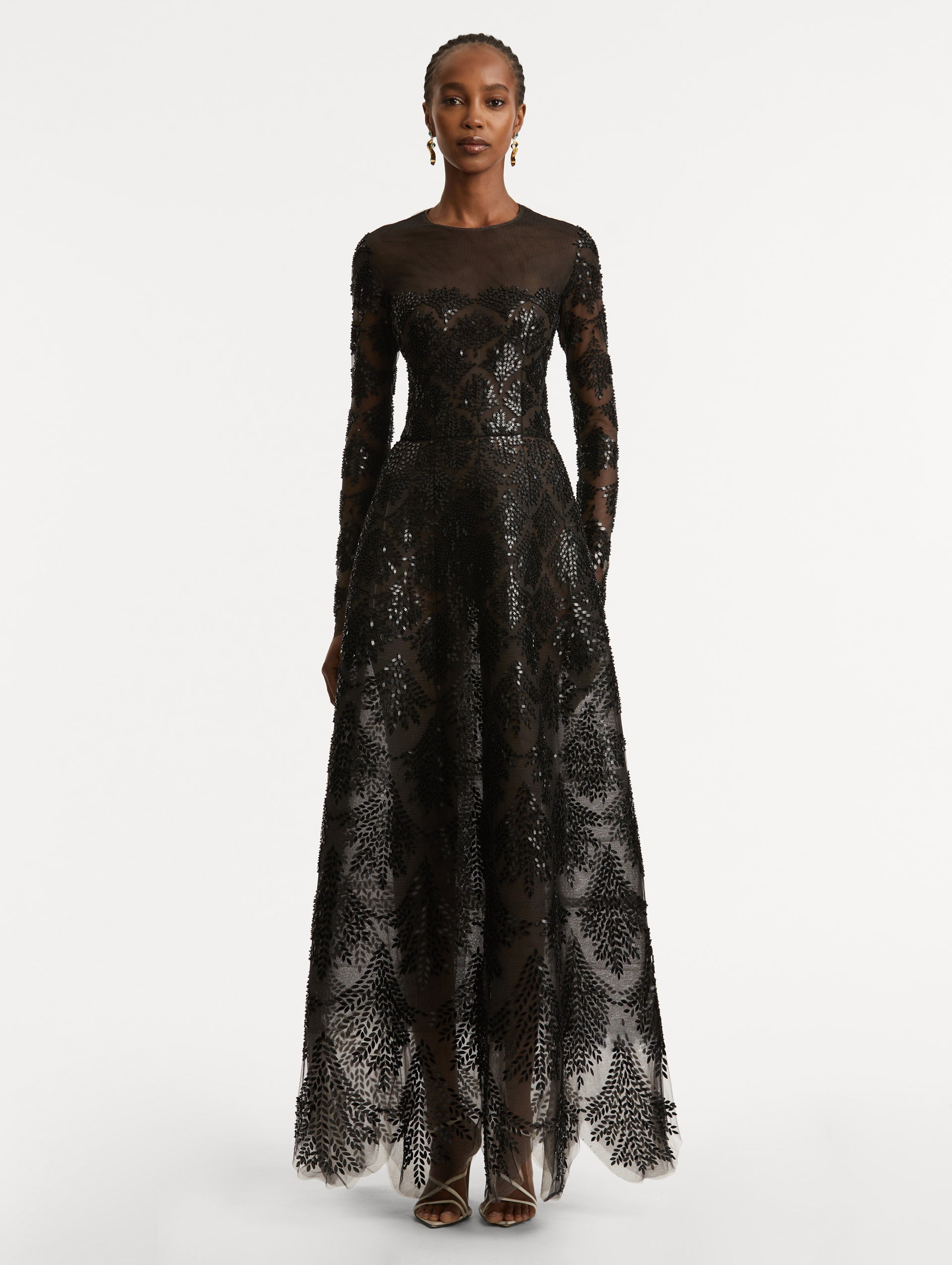 Fern Sequin Embroidered Gown