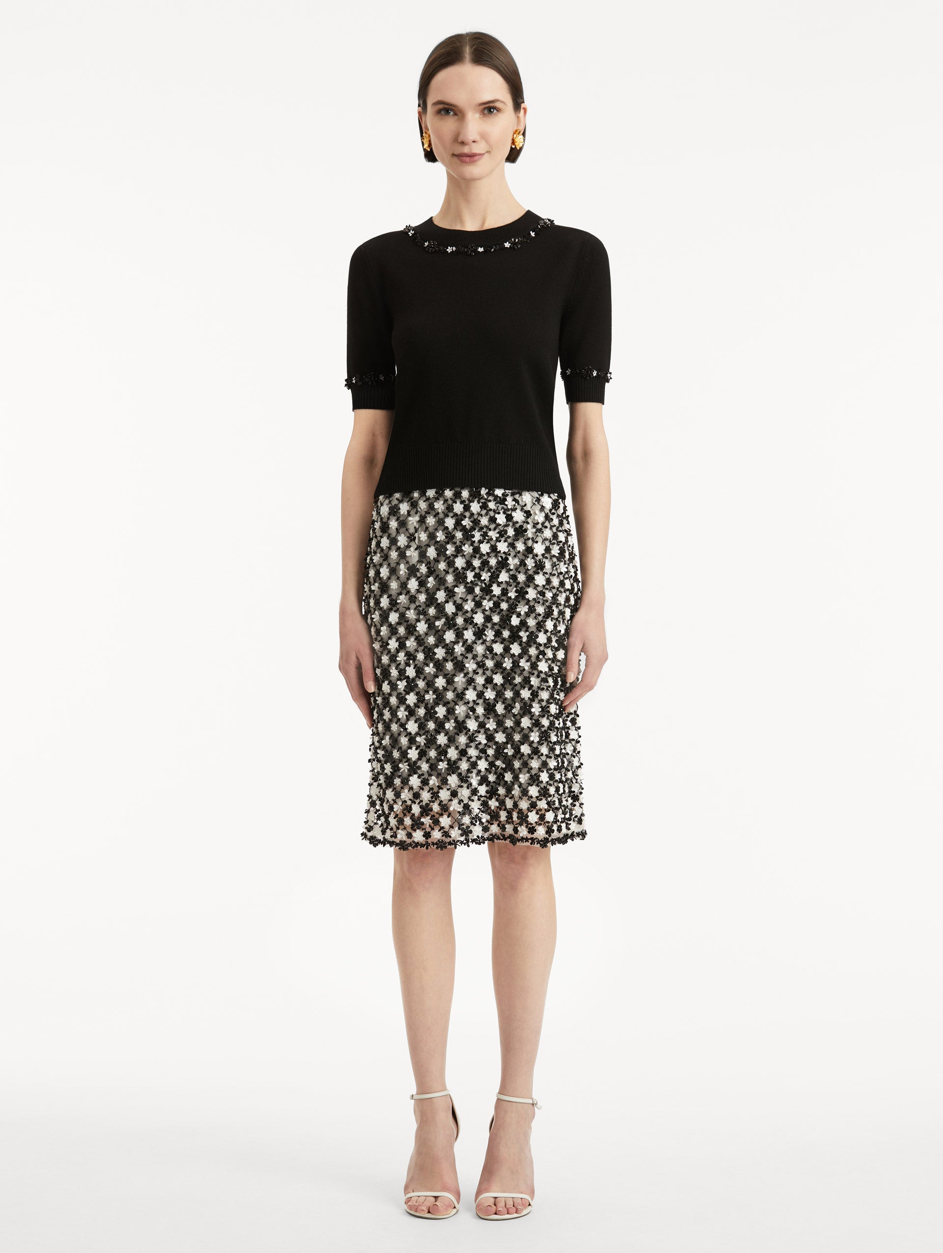 Sequin Floret Trim Pullover