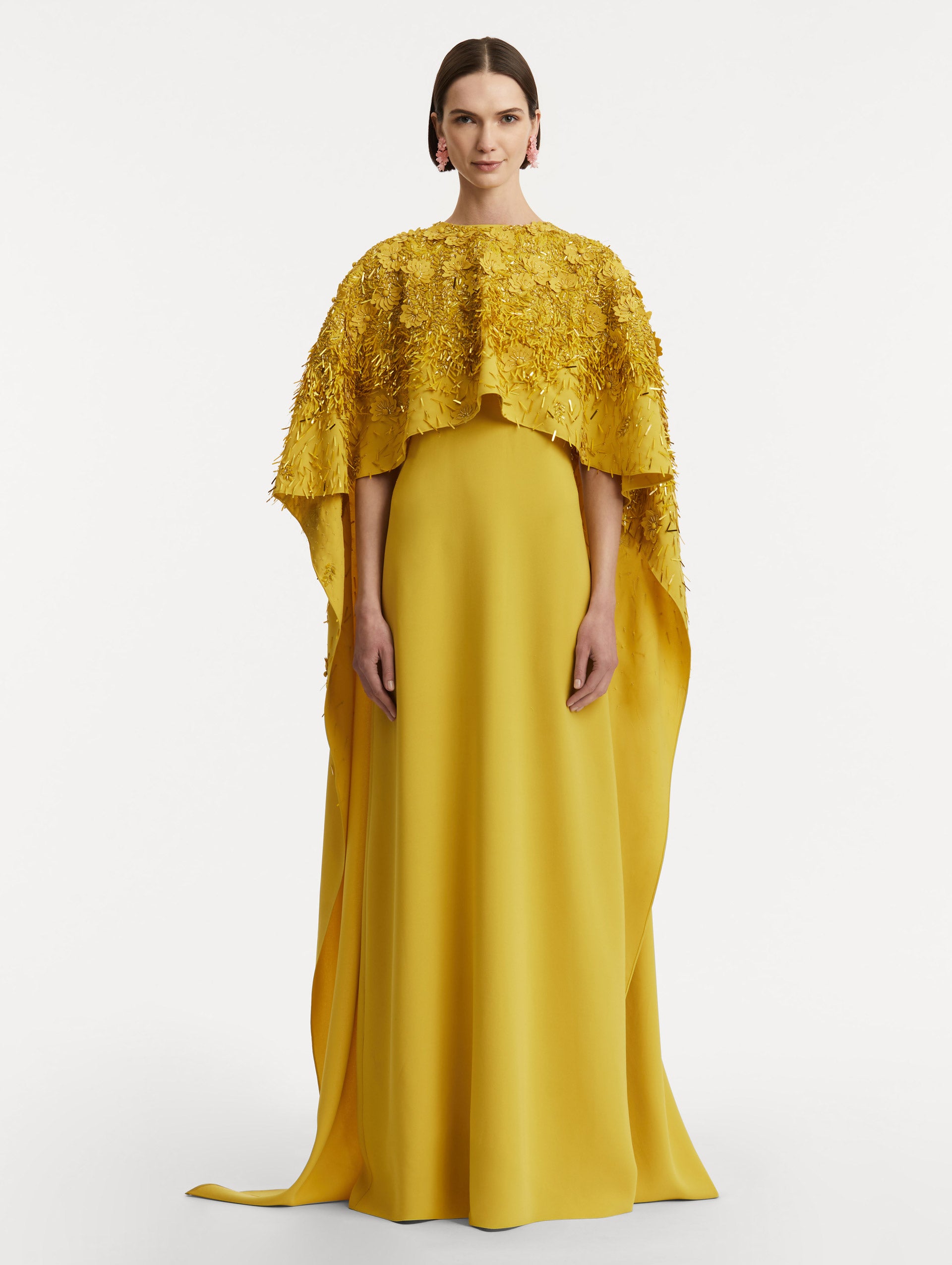 Peony Sequin and Raffia Embroidered Caftan