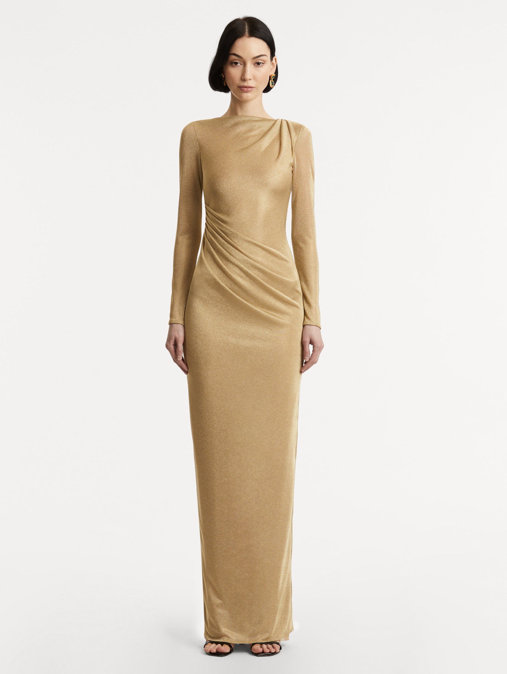 Metallic Jersey Draped Gown