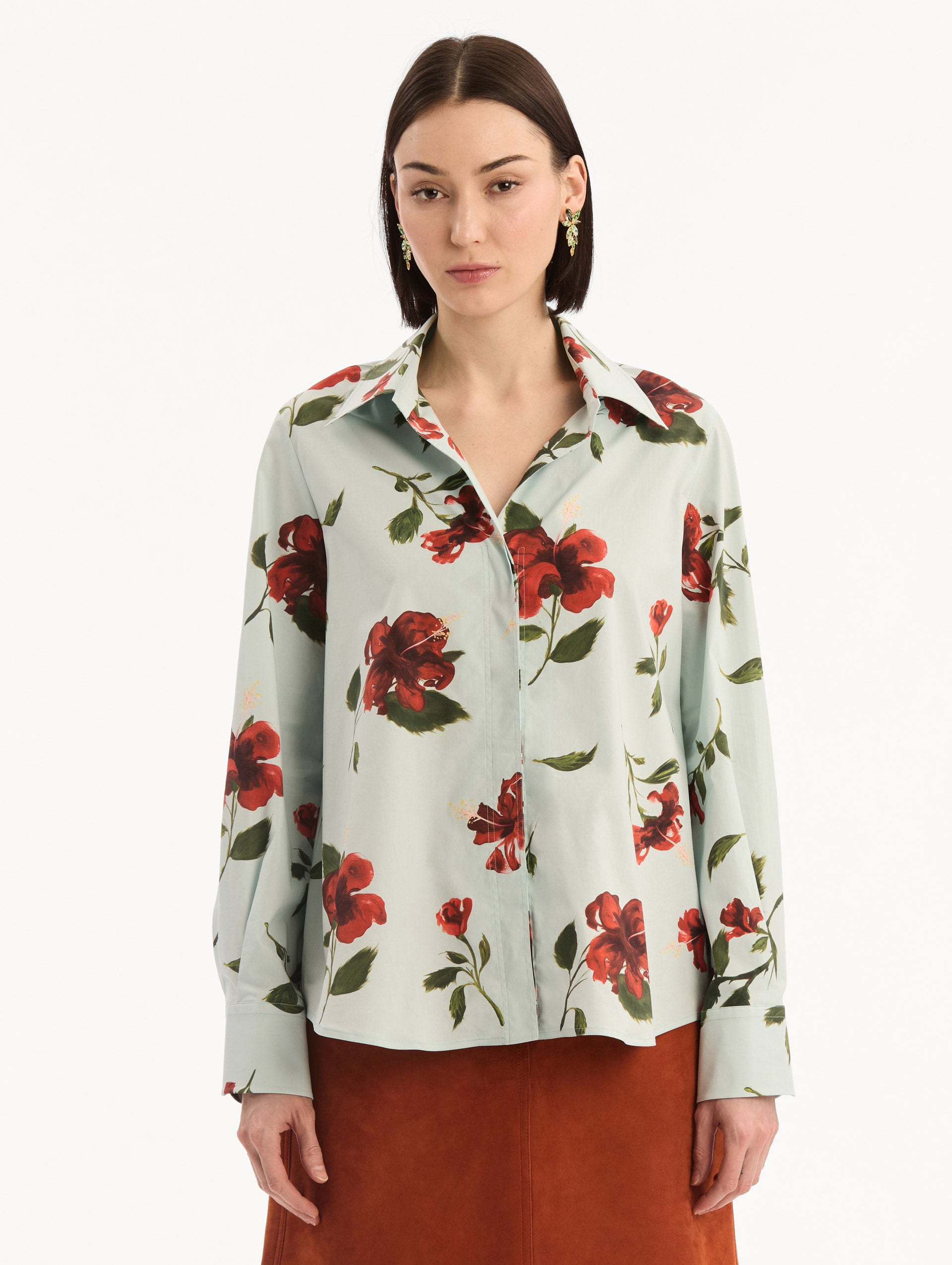 Hibiscus Cotton Poplin Blouse