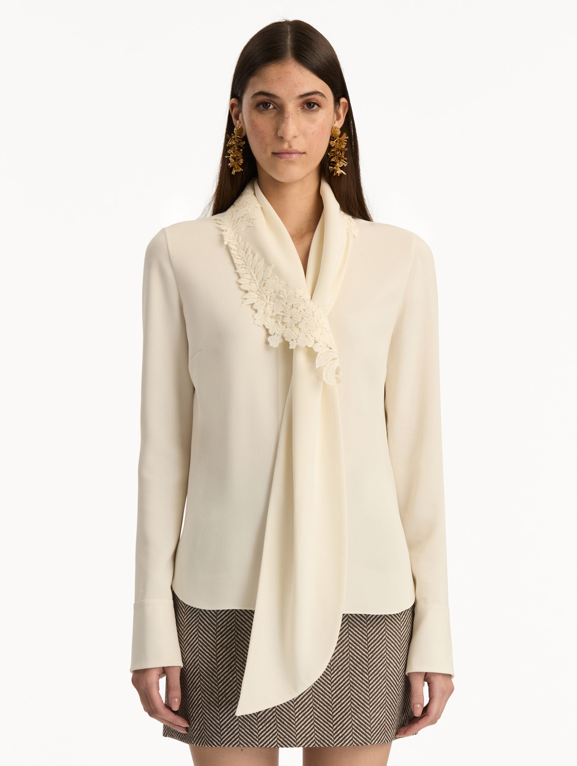 Foxglove Tie-Neck Georgette Blouse