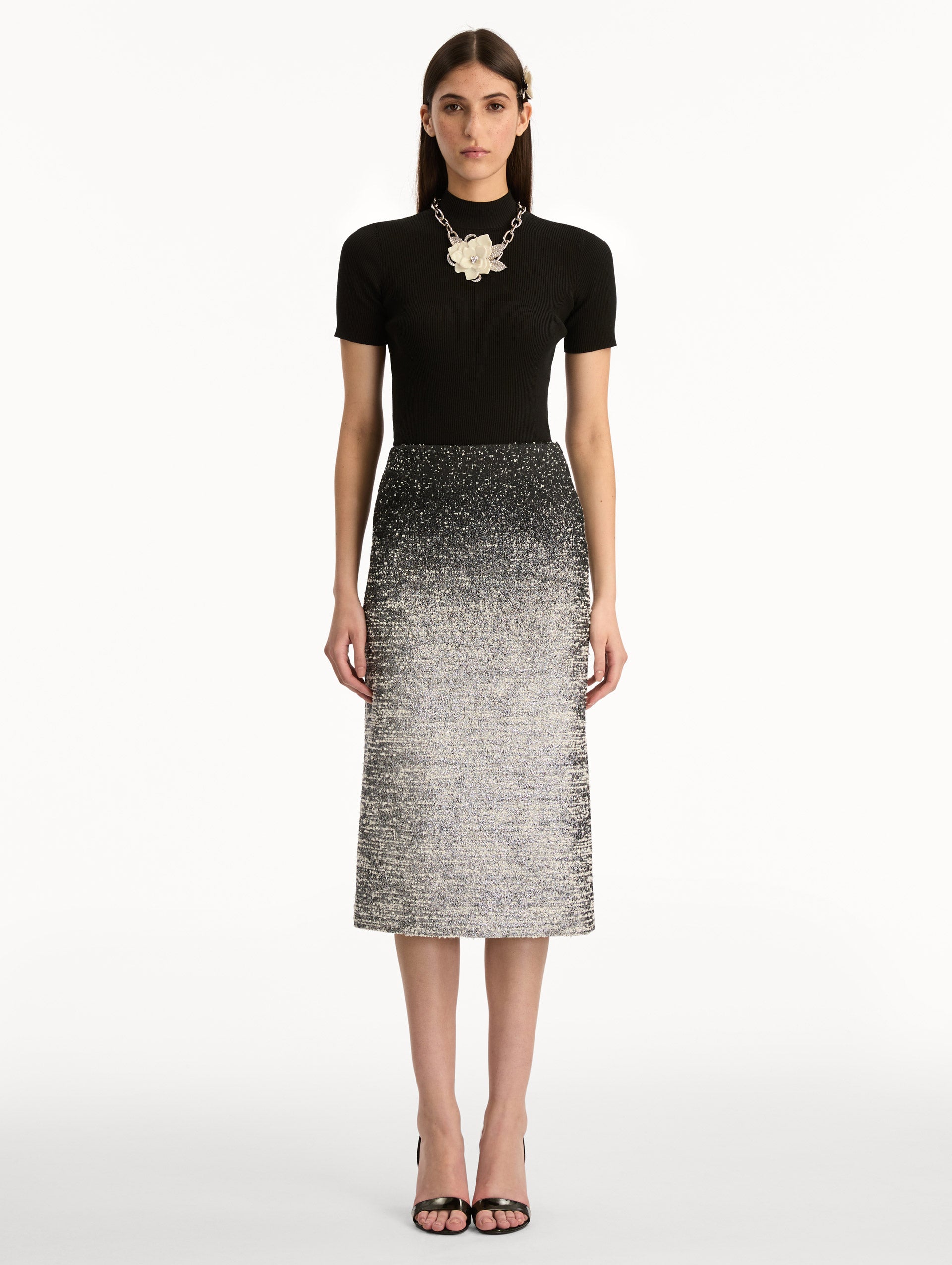 Ombré Lurex Bouclé Jacquard Skirt