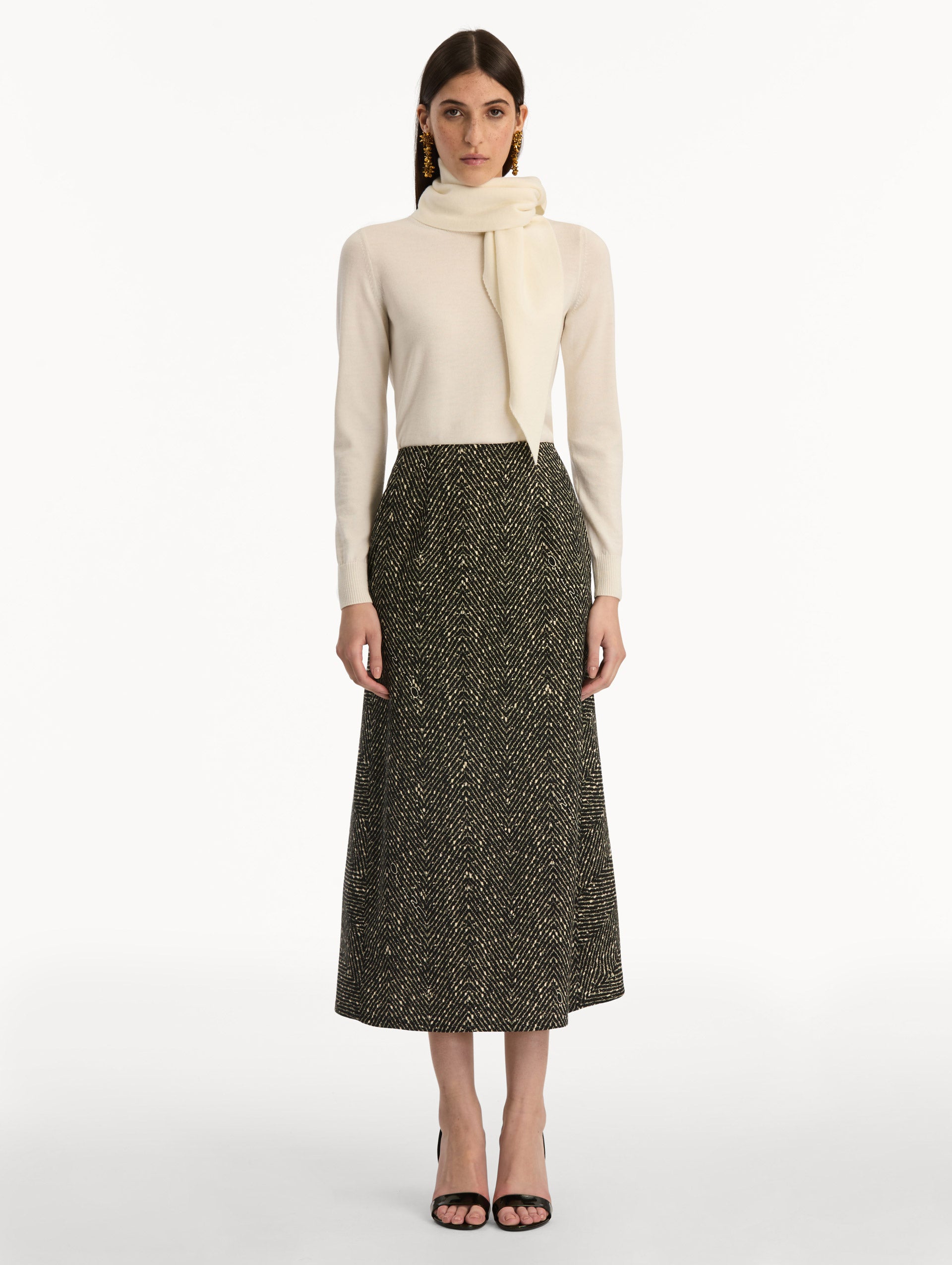 Chevron Wool Skirt