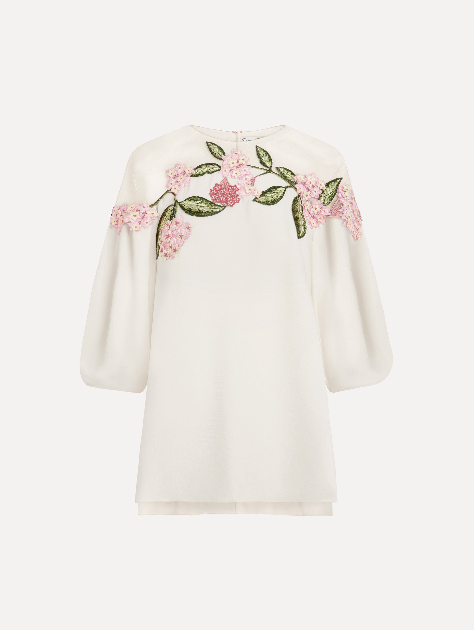 Porcelain Flower Embroidered Illusion Blouse