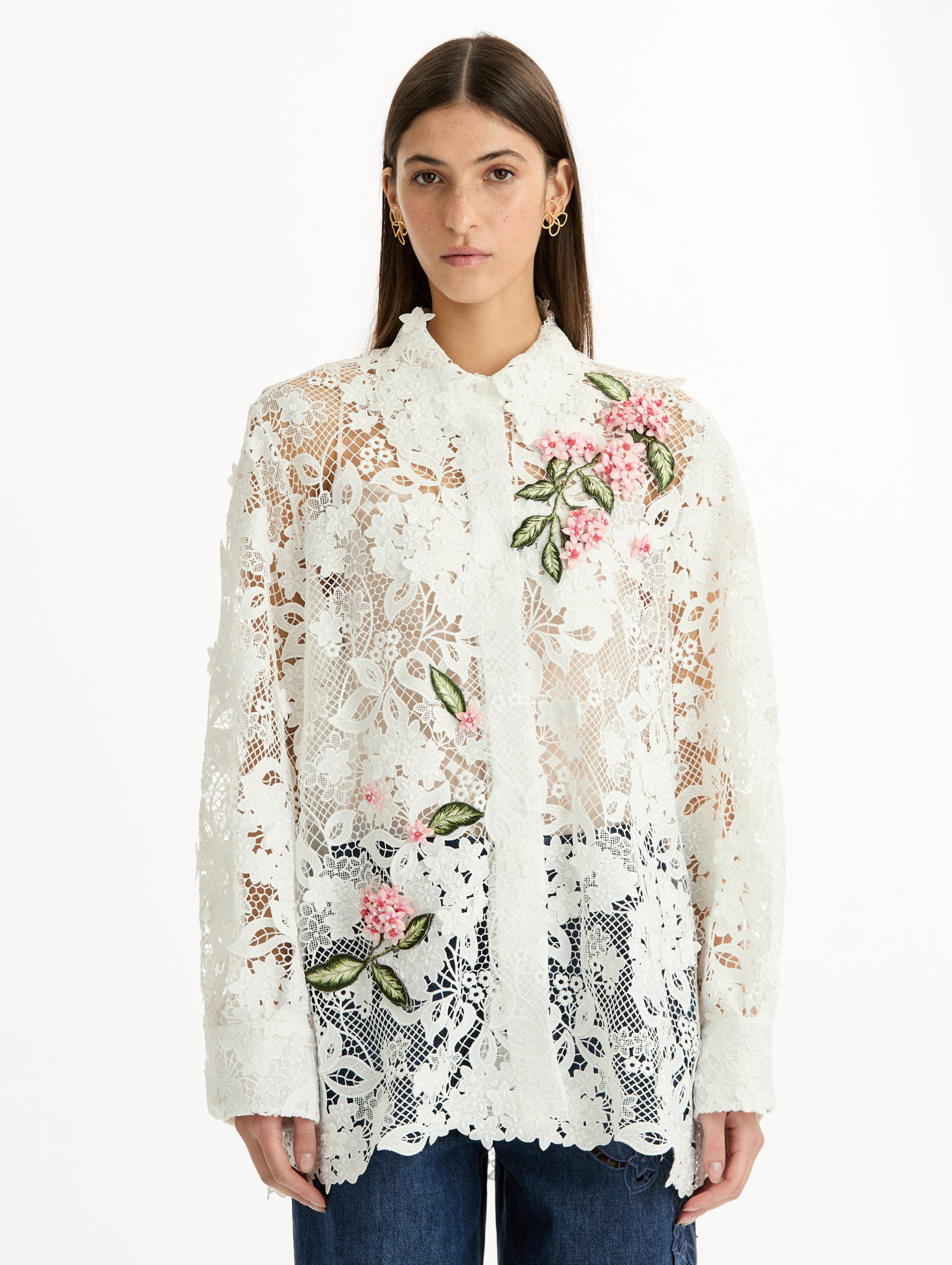 Porcelain Flower Guipure Blouse