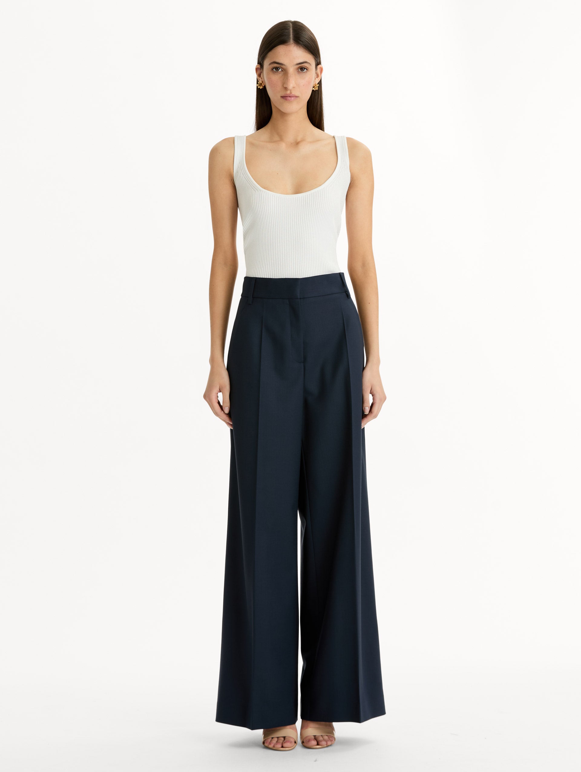 Wide-Leg Wool-Blend Pant