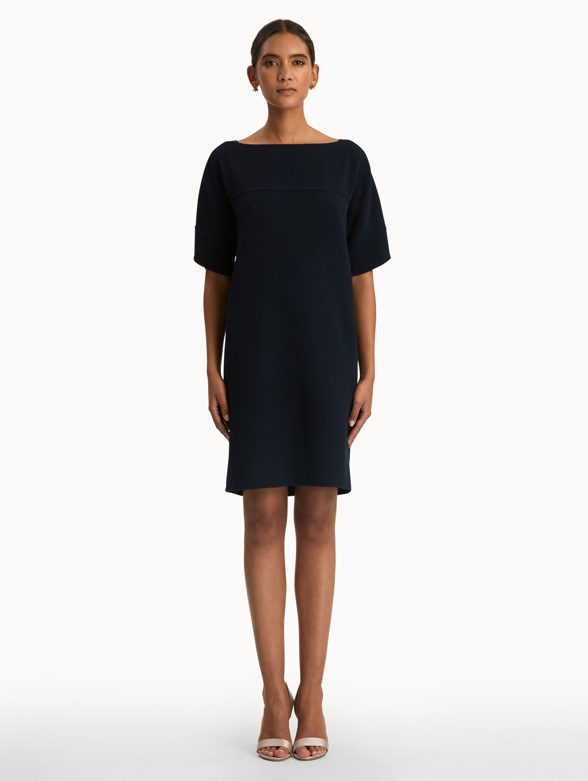 Tie-Detailed Wool-Blend Shift Dress